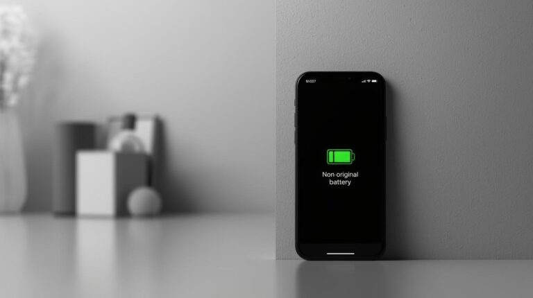 smartfon z komunikatem o nieoryginalnej baterii