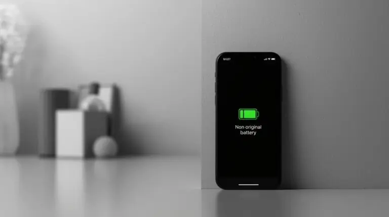 smartfon z komunikatem o nieoryginalnej baterii
