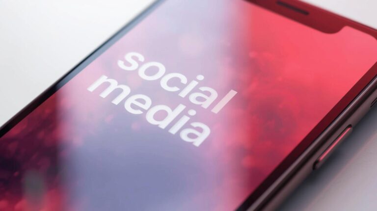 telefon z napisem social media